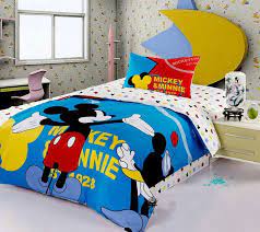 Free Shipping Printed Brand Mickey Mouse Bedding Set Queen Size Cute Kids Minnie Mouse Comforter Set Duvet Cover Bed Sheet Set