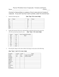 Chem 1000 Discussion Worksheet Chemical Compounds