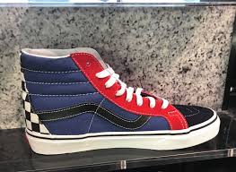 Black And Gold Vans High Tops Vans Sk8 Hi Mix Match Red Navy Blue Checker Black White Mens Kids Boys Girls Vans Sk8 Vans Vintage Sneakers