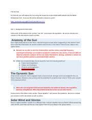 W4 The Sun Lab Answer Doc 2 Docx The Sun Lab For This Lab You Will Explore The Sun Using The Resources On The Nova Labs Website And The Nasa Course Hero