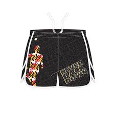 never back down womens running short maryland style