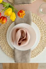Set Of Light Pink Washed Linen Napkins Linen Boutique