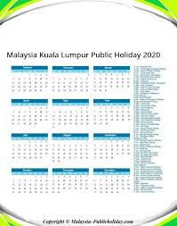 Malaysia calendar holidays printable holiday chinese pdf calendars canada open templates template march. Kuala Lumpur Holiday Calendar 2020 Public Federal