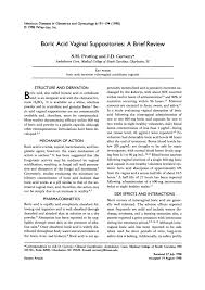 Boric acid suppositories are boric acid combined with a drug or lubricant such as cocoa butter. Pdf Boric Acid Vaginal Suppositories A Brief Review