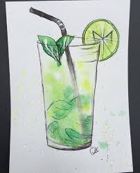 Dessin Aquarelle M Comme Mojito Serie Alphabet Format Carte Postale Dessins Par Amelie T Format Carte Postale Dessin Aquarelle Carte Postale
