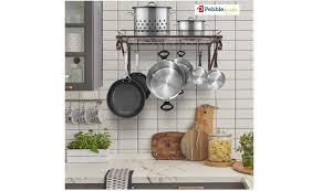 Please enjoy our gallery of 40 kitchens with hanging pot racks and get a taste of all the ways that pot racks can be utilized in many different size and style kitchens. Space Saving Pot Racks For Easy Kitchen Organization Most Searched Products Times Of India