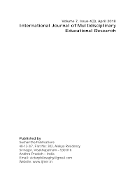 International Journal of Multidisciplinary Educational Research