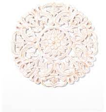Round Decorative Whitewashed Carved Wood Wall Panel Farmhouse Wall Accents By Best Home Fashion Wall Rr12 White Houzz