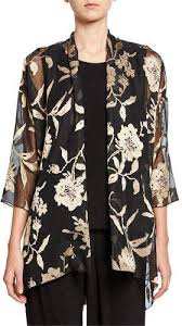 Caroline Rose Plus Size Sheer Floral Swing Jacket Swing Jacket Caroline Rose Rose Jacket