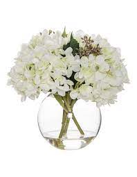 Vase flowers zum kleinen preis. Rogue Hydrangea Mix In Sphere Vase White Myer