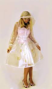 Pvc Plastic Transparent Trench Raincoat Dress Vinyl Coat Clear Pu With White Polka Dot Vinyl Dress Pvc Dress Fashion Outfits