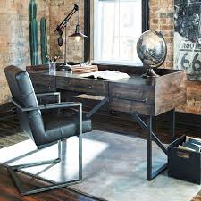 Starmore Modern Rustic Industrial Home Office Desk With Steel Base At Belfort Furniture Modern Home Office Desk Rustic Home Offices Industrial Home Offices