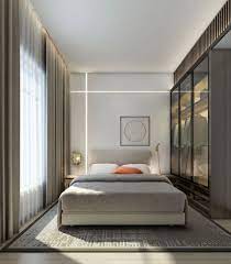 Small modern primary bedroom with dark accent wall. Pin By 16dots Ru On Bed Room Apartment Bedroom Decor Modern Bedroom Design Small Master Bedroom