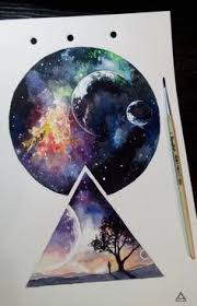 Universe Cosmos Geometry Watercolor Tattoo Sketch By Andrey Lukyanov Art Galaxy Painting Watercolor Galaxy