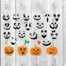 Pop on an orange shirt for quick holiday apparel or use as a template to carve your own jack o' lantern. Pumpkin Face Svg Jack O Lantern Faces Cute Halloween Faces Etsy