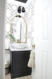 The New Gold Arched Mirror Is Here Powder Room Design White Vessel Sink Powder Room