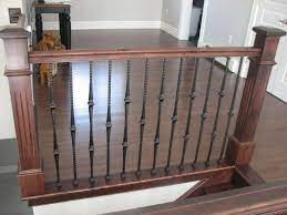 Top Of Stairs Oversized Fluted Box Newels Hammered Spoon Metal Balusters Picture 10 Interior Railings Metal Balusters Wrought Iron Railing