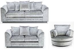 Choose from our classic chesterfield designs and elegant modern styles. New Luxury Silver Crushed Velvet Byron Dylan 3 2 Seater Swivel Cuddle Chair Grey Sofa Bed Crushed Velvet Sofa Velvet Couch