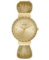 Guess Women S Gold Tone Stainless Steel Mesh Bracelet Watch 36mm Modesens