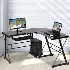 The glass construction makes the desktop transparent and it may add the feeling of space in some areas. Buy L Shaped Computer Desk Office Desk Gaming Writing Corner Desk Study Pc Laptop Table Workstation With Keyboard Tray And Cpu Stand Shelf For Home Office Large 3 Piece Modern Glass Computer Desk