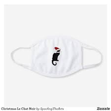 Christmas Le Chat Noir White Cotton Face Mask Zazzle Com Le Chat Noir Cotton Face Mask Noir