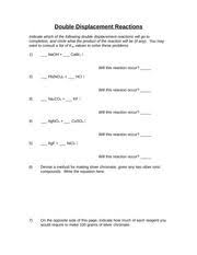 2 Pages Double Displacement Reactions Chemical Reactions Reactions Chemistry