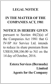 Changes that have been made appear in the content and are referenced with annotations. G Iv Sp Air Service Ltd In The Matter Of The Companies Act 1981 The Royal Gazette Bermuda News Business Sports Events Amp Community