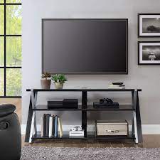 Tv stands with an attached mount are a relatively new concept in tv furniture. Whalen Xavier 3 In 1 Tv Stand For Tvs Up To 70 With 3 Display Options For Flat Screens Black With Silver Accents Walmart Com Walmart Com