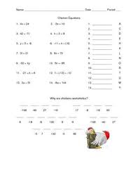 Chicken Equations Solving By Multiplication And Division Solving Equations Multiplication And Division Equations