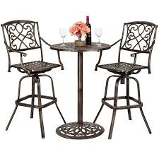 Best Choice Products 3 Piece Outdoor Cast Aluminum Bar Height Patio Bistro Set W 2 360 Swivel Chairs Antique Copper Walmart Com In 2020 Bistro Set Outdoor Bistro Set Pub Table Sets