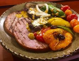 Advertisement step 2 mix water, brown sugar, worcestershire sauce, and cloves in a baking dish. Grilled Ham Steaks With Italian Vegetables Tomato Basil Vinaigrette
