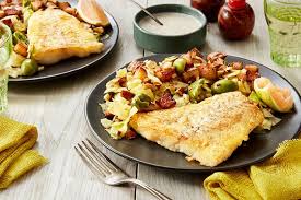 Seared Cod Creme Fraiche Sauce With Potato Cabbage Olive Hash Recipe Creme Fraiche Sauce Clean Recipes Recipes