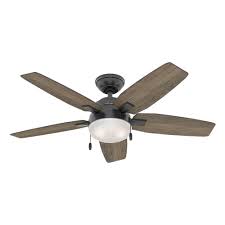 Hunter Antero 46 In Led Indoor Matte Black Ceiling Fan With Light Kit 59584 Black Ceiling Fan Ceiling Fan With Light Ceiling Fan