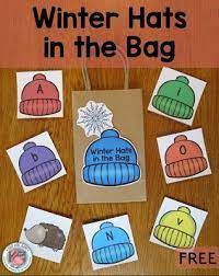 These Free Winter Hat Letter And Number Cards Are Ideal For Playing Review Games In Pres Winter Activities Preschool Winter Kindergarten Winter Theme Preschool