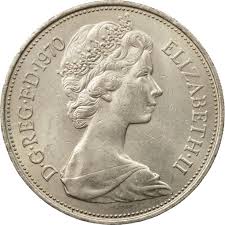 Normal round coin metallic gray letters: Elizabeth Ii D G Reg F D Year Coin Legend Online Coin Club