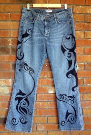 Biker Hand Painted Jeans By Denim Tattoo Painted Jeans Airbrush Clothes Hand Painted Clothing