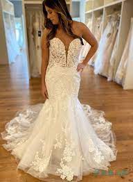 Pin On Mermaid Wedding Dresses Lace Satin Tulle Fishtail Wedding Gowns