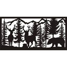 24 X 48 Two Bucks Bear Mountains Silhouette Art Black Art Painting Plasma Cutter Art