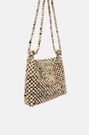 Zara Beaded Natural Crossbody Bag Sacs Perles Sac Petit Sac