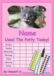 Cute Cat Potty Toilet Training Reward Chart Pen Free