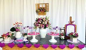 cha de casa nova cha de panela decoracao roxo e rosa mesa decorada ig decoracaofestasafetivas panela rosa cozinha roxa decoracao