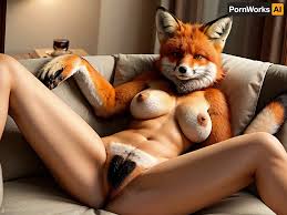 A fox with textured skin, 70mm lens, and AI generated photo is used to  generate a story about a sexy animal sex