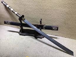 Kangxi Sword Damascus Steel Burn Blade Brass Fittings Black Skin Scabbard Sword Katana Swords Great Sword