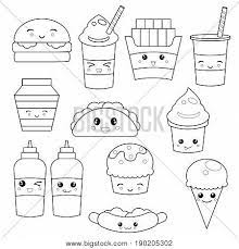 15 adorable kawaii printable coloring pages with japanese inspired friends, cartoons, animals, icons & treats that bring cuteness to a new level. Set Cute Fast Food Vector Photo Free Trial Bigstock