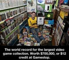 How Much Is The World S Largest Video Game Collection Worth At Gamestop Video Game Collection World Records Video Games Funny