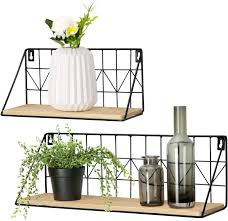 Check spelling or type a new query. Amazon Com Mkono Floating Shelves Modern Room Decor Boho Shelf Wood Wall Storage Organizer With Black Metal Wire Display Shelving For Bathroom Bedroom Living Room Kitchen Office Beige Set Of 2 Kitchen