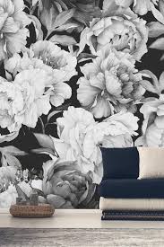 Black And White Floral Wallpaper Peel And Stick Large Peony On Black Background Removable Wallpaper Peel And Stick Wallpaper Wall Mural Self Adhesive Wallpaper Peel And Stick Wallpaper Wall Wallpaper Peony Wallpaper