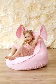 Bunny Beanbag In Velvet Pink Childrens Bean Bag Chair Velvet Bunny Kids Bean Bags