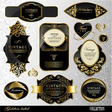 Black And Gold Logo Template Retro Black Gold Labels Set 1 Gold Labels Retro Invitation Invitation Template