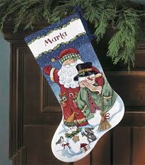 Personally, i prefer making s cross stitch stocking by using a purchased kit. Santa Snowman Stocking Counted Cross Stitch Kit Joann